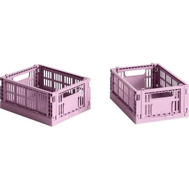 HAY - Colour Crate Recycled Mini Set of 2 - staubiges rosa/LxBxH 17x13x8cm/faltbar/stapelbar - dusty rose (8.0 x 17.0 x 13.0cm)