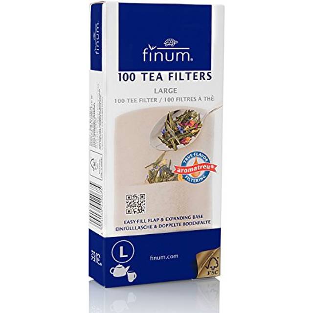 Finum Disposable Paper Tea Filter Bags for Loose Tea  Brown  Large  100 Count