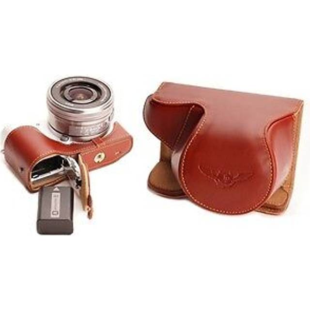 Genuine Real Leather Full Camera Case Bag Cover For Sony A5000 A5100 Bottom Open