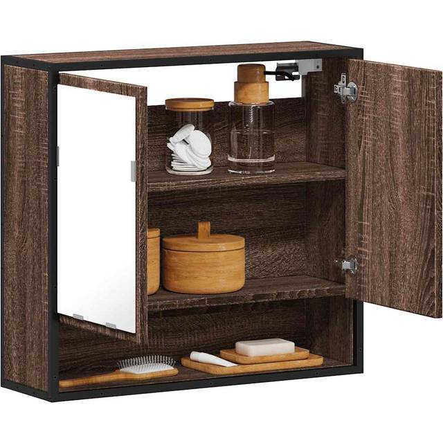 vidaXL Bathroom Mirror Cabinet Brown Oak 65x20x60 cm Engineered Wood