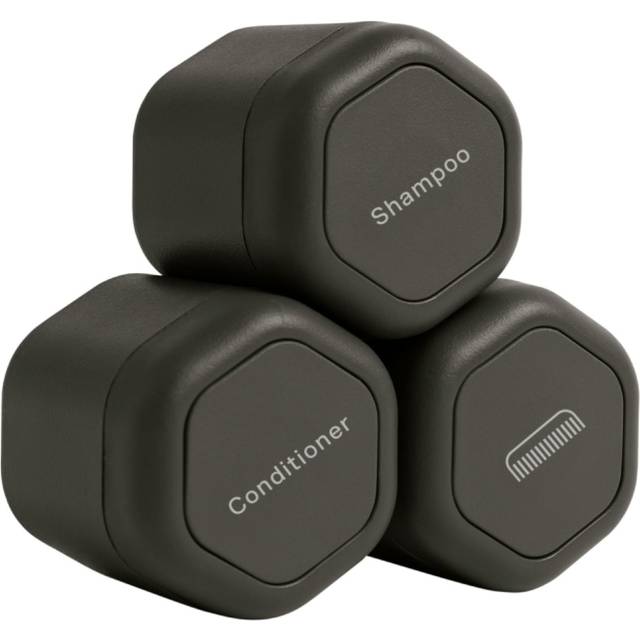 Cadence Travel Containers - Haircare Set - Magnetic Travel Capsules - For Shampoo  Conditioner  Hair Styling Product - 3 Flex Mediums (1.32oz) with Sh