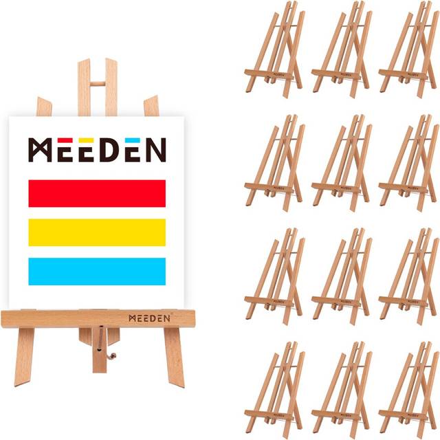 MEEDEN 12 Pack 16 Inch Tabletop Easel: Table Easel Stand for Painting-Beech Wood Tripod Painting Party Easel, Kids Mini Portable Desktop Display Ease
