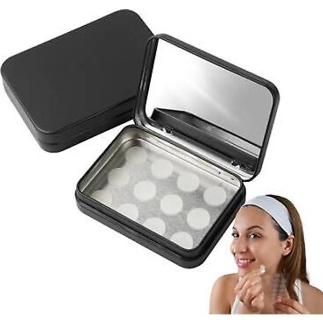 [2 Pack] Impresa Pimple Patch Case for Mighty Patch Acne Dots - Pimple Patches for Face Case with Mirror - Black Impresa Zit Stickers Case for Mighty