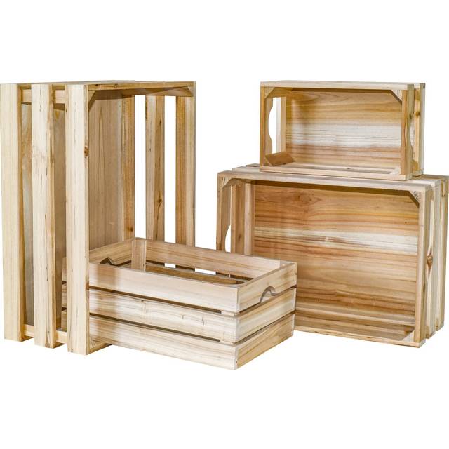 JUMBO HUMBLE Large Wooden Crates Unfinished Set of 4 Storage Crates  Decorative Wood Storage Crates for Display Rustic  Nesting Wood Container Boxes M