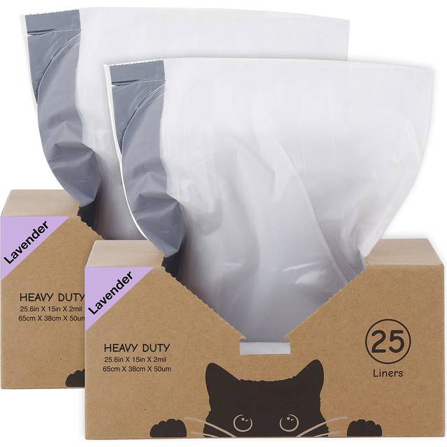 Leo's Loo Too by Casa Leo I Waste Litter Drawer Liner Bags for Automatic Litter Boxes I Heavy Duty 2mil Thick with Drawstring I Lavender Scented 50 co