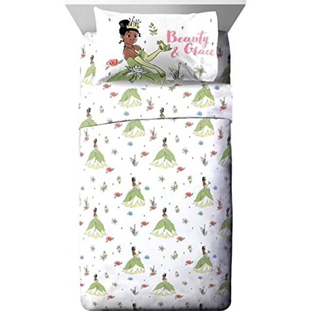 Jay Franco Disney The Princess and The Frog Beauty & Grace Twin Size Sheet Set - 3 Piece Set Super Soft and Cozy Kids Bedding Featuring Tiana - Fade R