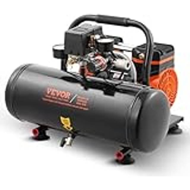 VEVOR Luftkompressor, 8 l panna, oljefri tryckluftskompressor, 860 W, 2,5 CFM, max. 120 PSI-tryck, 81 dB ultralätt kompressor, viskande kompressor för bilreparation, däckfyllning, sprutlackering