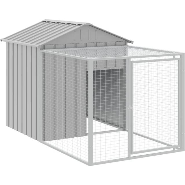 vidaXL Chicken Cage with Run Light Grey 117x201x123 cm Galvanised Steel