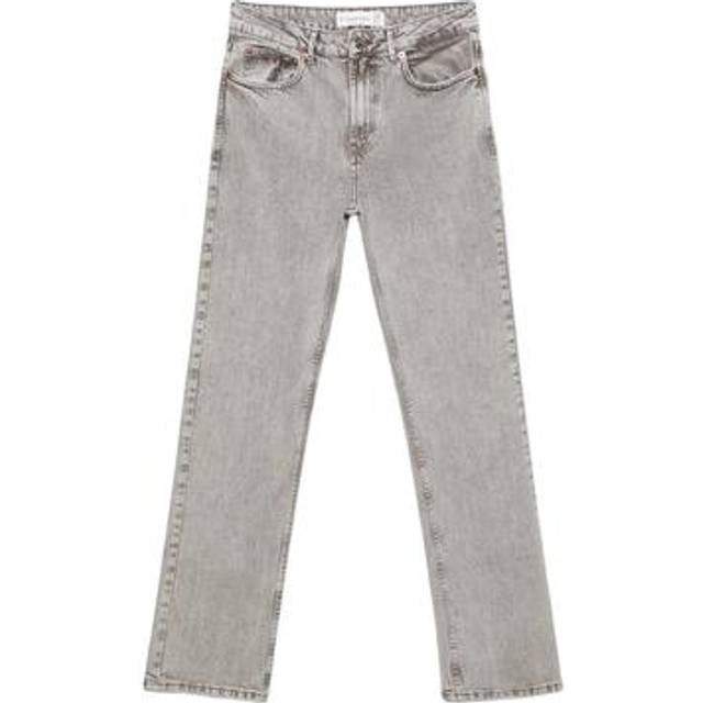 Stradivarius – Vintagetvättade grå jeans med raka ben-Grå/a