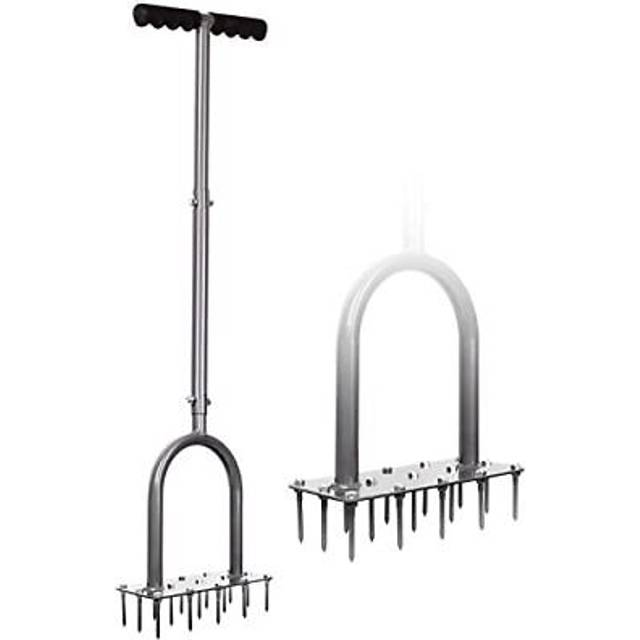 Walensee Lawn Aerator Spike Metal Manual Dethatching Soil Aerating Lawn with 15 Iron Spikes, Pre-Assembled Grass Aerator Tools for Yard, Lawn