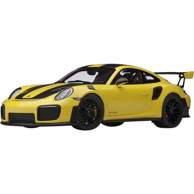 Porsche 911 (991.2) GT2 RS Weissach Package Racing Yellow with Carbon Stripes 1/18 Model Car by Autoart