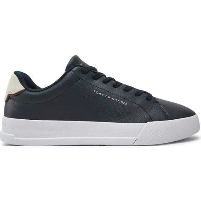 Men's Tommy Hilfiger Court Leather Detailed Mens Trainer - Blue/Black - Size: 8