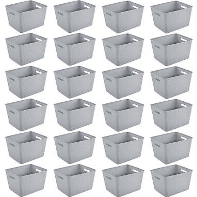 Sterilite 24 Pack Plastic Storage Bin Organization Containers  Tall Baskets  Cement