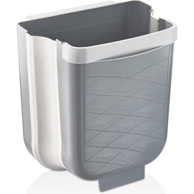 Sindelar Collapsible Trash Bin Hanging Foldable Kitchen Waste Bin Expandable Wall Mounted Dustbin - Grey (7L)