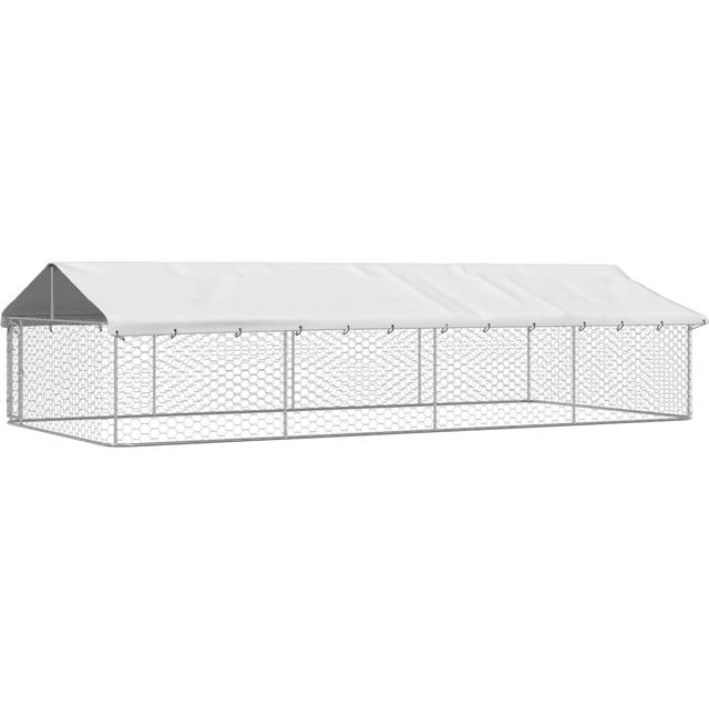 vidaXL Outdoor Dog Kennel with Roof 600x300x150 cm - Silver