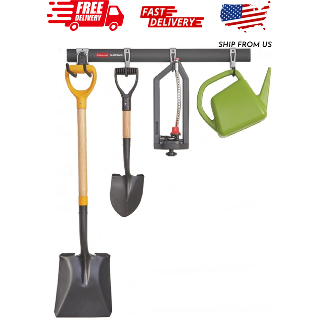 Rubbermaid FastTrack Garage Storage Utility Hooks  5 Piece  Black  All in One Rail Hook Kit and Tool Organizer  Heavy Duty for Home/Garage/Shed/Garden