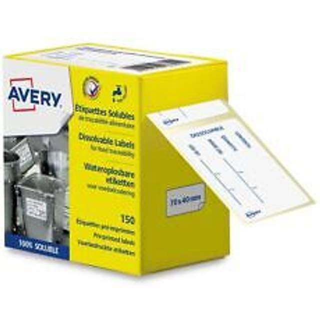 Avery Wash Off/Dissolvable Food Traceability Labels 70 x 40mm (Pack 150) - ETISOLUB.UK