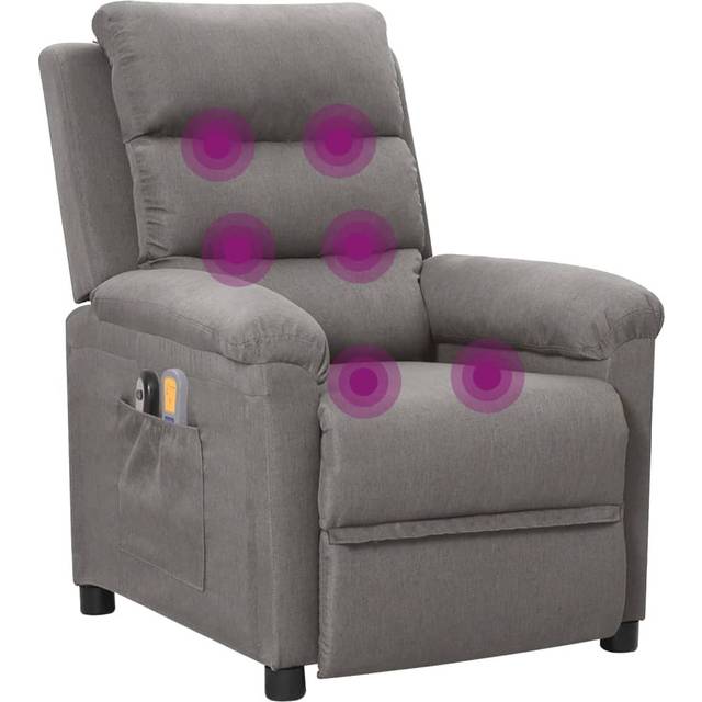 Elektrisk massagefåtölj ljusgrå tyg