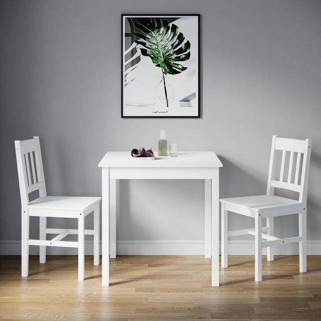 Briseno 2 - Person Pine Solid Wood Breakfast Nook Dining Set - White (2)