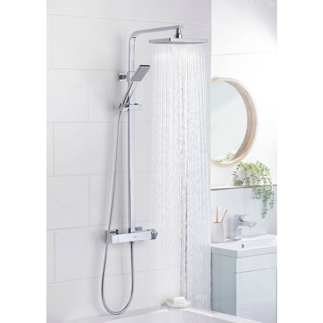 Napoli Adjustable Thermostatic Rigid Riser Diverter Bar Shower Chrome