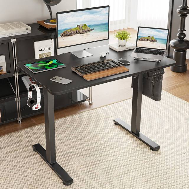 Dulane 100cm W Height Adjustable Rectangle Standing Desk - Black (100cm W X 60cm D)