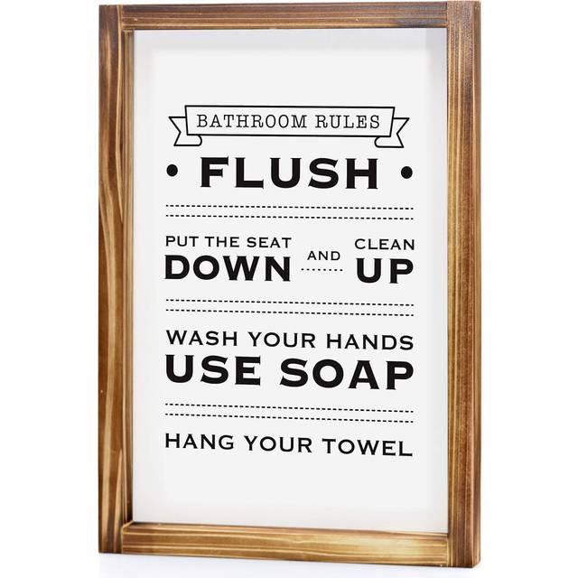 Wood Bathroom Rules Sign Decor Funny 11x16 Inch  Cute Bathroom Sign Decor  Bathroom Rules Wall Art  Funny Bathroom Signs  Bathro
