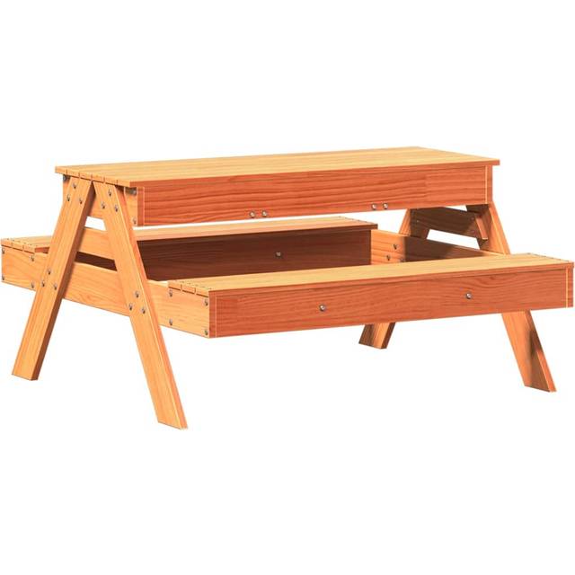 vidaXL Picnic Table with Sandpit for Kids Wax Brown Solid Wood Pine
