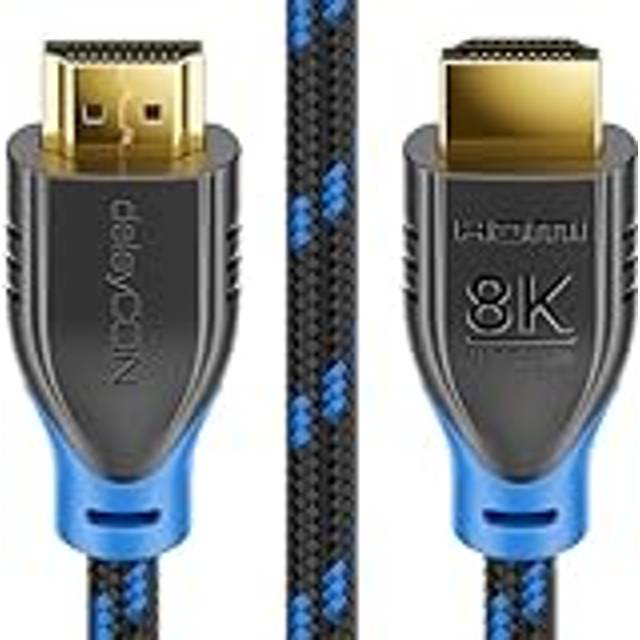 deleyCON 1m 8K HDMI 2.1-Kabel (48G, ULTRA Hög Hastighet) 8K@60Hz 4K@120Hz 2K@144Hz/165Hz EARC HDCP 2.3/2.2 - Kompatibel med DTS:X Dynamisk HDR Dolby Atmos TV PS5 Xbox Soundbar Övervaka - Svart