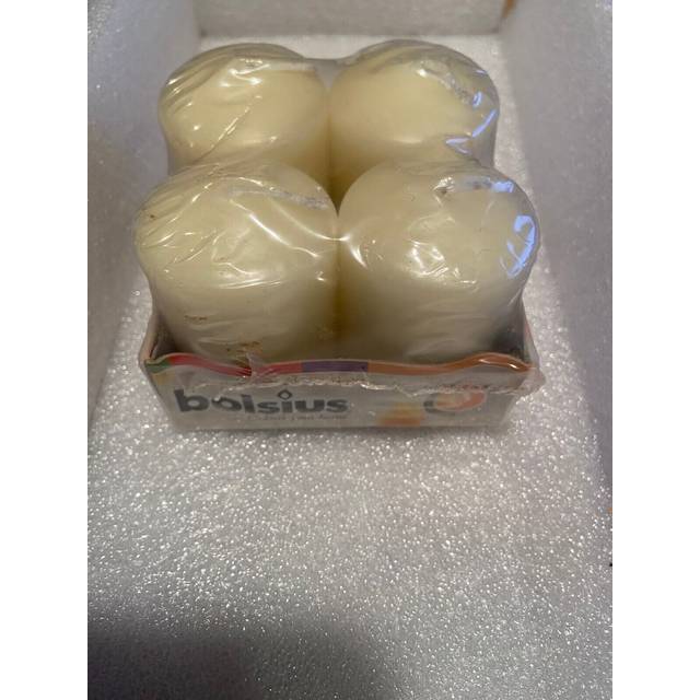 Bolsius 103612560905 Pillar Candle, Paraffin Wax, Ivory, Pack of 4