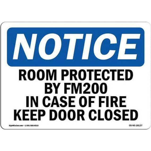 SignMission OS-NS-D-57-L-18127 OSHA Notice Sign - Room Protected by Fm200 in Case of Fire