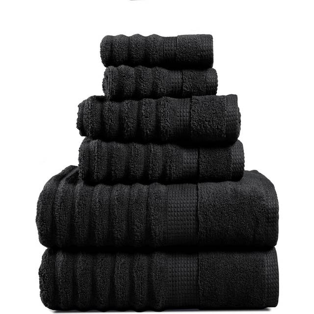LANE LINEN Luxury Ribbed Bath Towels - 100% Cotton Towels for Bathroom  Zero Twist  Soft Textured  Extra Absorbent  Quick Dry  2 Bath Towels  2 Hand T