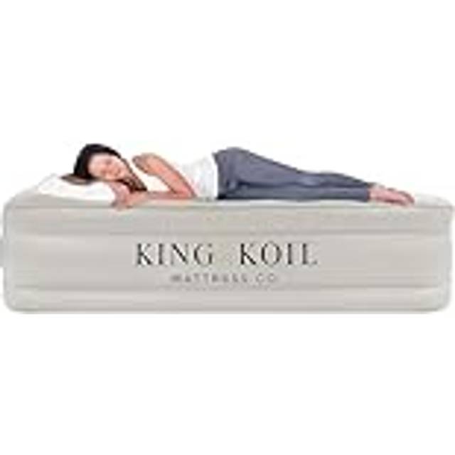 KING Koil luftmadrass för dubbelsäng, beige, 33 cm