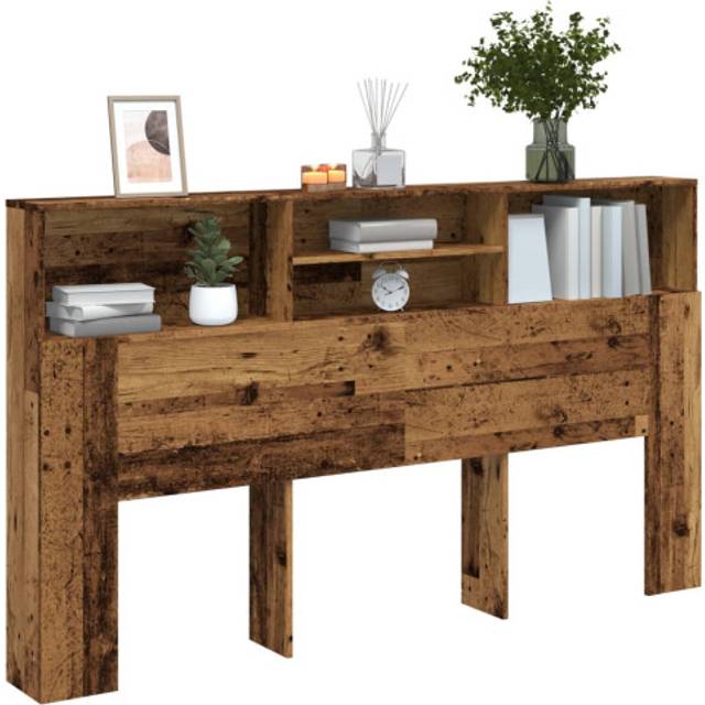 Sänggavel m förvaring åldrat trä 180x19x103,5cm konstruerat trä