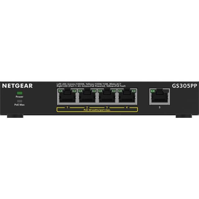NETGEAR GS305PP Gigabit Ethernet (10/100/1000) Power over Ethernet (PoE) Black