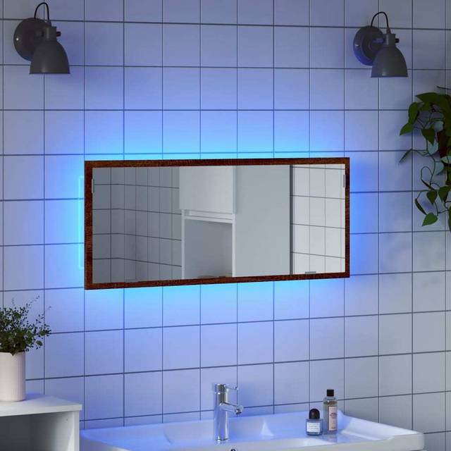 vidaXL LED Bathroom Mirror Black 100x8.5x37 cm Acrylic