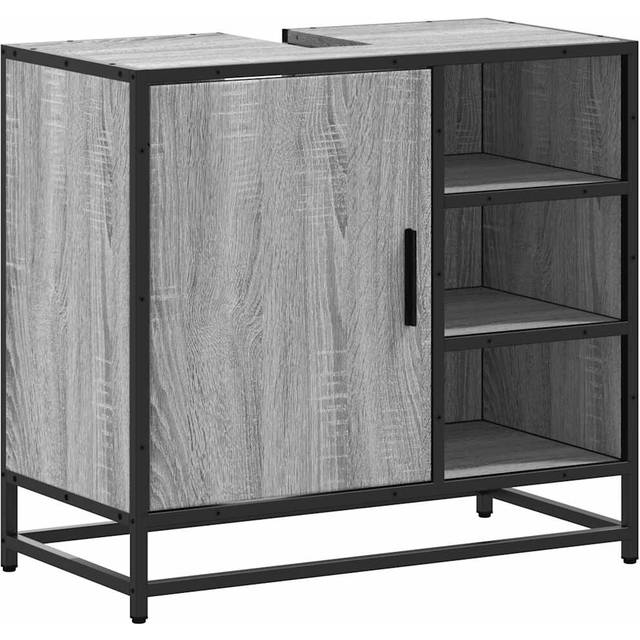 vidaXL Bathroom Sink Cabinet Grey Sonoma 65x33x60 cm Engineered Wood