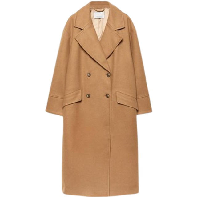 Stradivarius – Kamelbrun, mjuk kappa i oversize-Naturlig