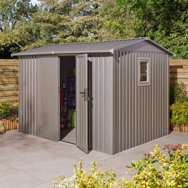 Rowlinson Brentvale 10X8 Premium Apex Metal Shed With Assembly, Grey