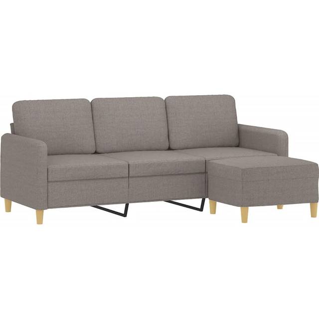 3-sitssoffa med fotpall taupe 180 cm tyg