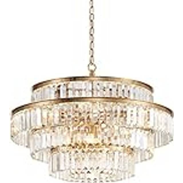 Modern Kristallkrona, Pendellampa i kristall, E14 Infälld taklampa för hall Matsal Sovrum Vardagsrum Kök, Brons, 60 cm Interesting