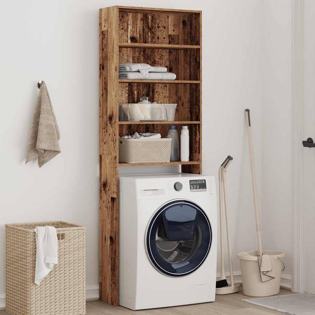 Ebern Designs Awaiz 64Cm W x 190Cm H x 24Cm D Solid Wood Over The Toilet Brown Oak 190cm H X 64cm W X 24cm D