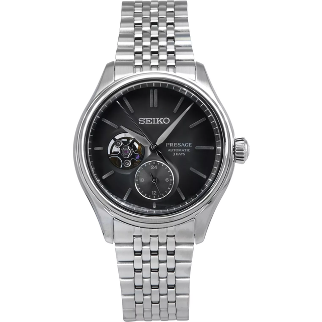 Seiko Presage Classic Sumi-iro Stainless Steel Black Dial Automatic SPB471J1 100M Men&#39;s Watch