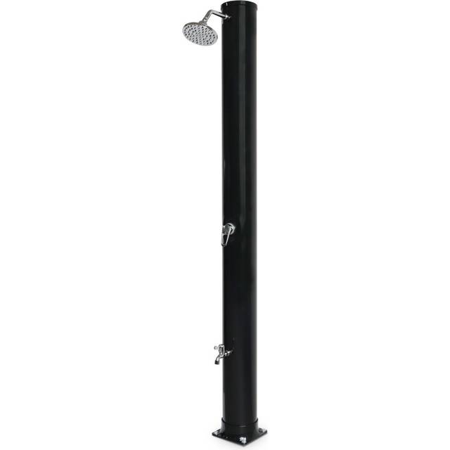 Ayben 195Cm H Solar Powered Temperature Controlled Portable PVC/Vinyl Freestanding Outdoor Shower with Footwash Spout - Black (195cm H X 19.5cm W X 19.5cm D)