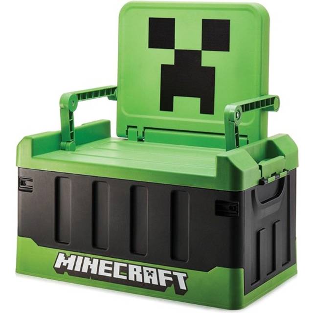 Numskull Minecraft 2-i-1 leksaksförvaringslåda och hopfällbar stol – speltillbehörsorganisatör med lock och handtag för familjerum, officiella Minecraft-varor