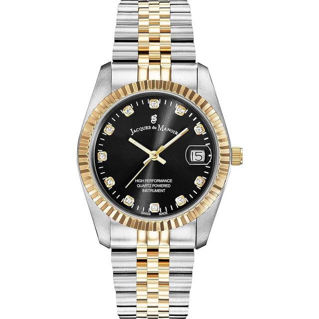 Jacques Du Manoir Swiss Made Ladies Inspiration Silver &amp; Gold Plated Stainless Steel Bracelet Watch, Silver, Women - Ilver