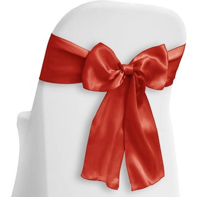Lann's Linens - 100 Elegant Satin Wedding/Party Chair Cover Sashes/Bows - Ribbon Tie Back Sash - Red