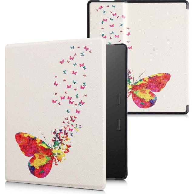 kwmobile Vikta kuvert kompatibelt med Amazon Kindle Oasis 10: e generationen - Shell Ereeader - Butterfly Schwarm Multi -färgade rosa vita