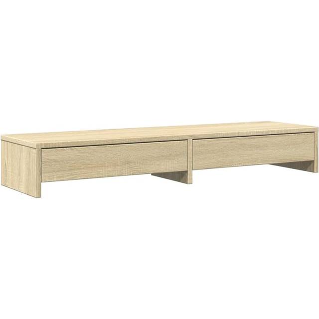 vidaXL Monitor Stand with Drawers Sonoma Oak 100x27x15 cm Engineered Wood - Brown