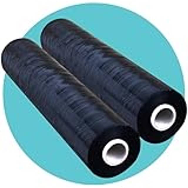 2 Rolls x 400mm Black Pallet Stretch Wrap | Extra Long Roll, Standard Core, 17mu Thick | Shrink Wrap, Cling Film, Plastic Wrap | Packaging for