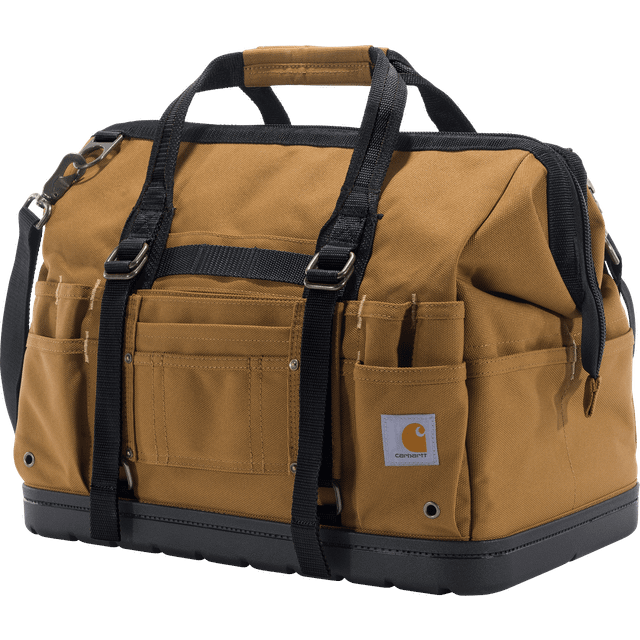 Carhartt Onsite Tool Bag  Durable Water-Resistant  Tool Storage Bag  Heavyweight w/Molded Base  18-Inch  Carhartt Brown
